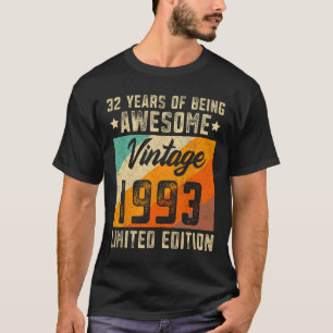 Camiseta 32º Aniversário do Homem 32 anos Mulheres de 1993 