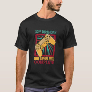 Camiseta 32º Aniversário Gamer Nível Completo Gamer 32 Anos