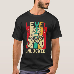 Camiseta 32º Gamer Boy dizendo Vintage Nível 32 Ga desbloqu