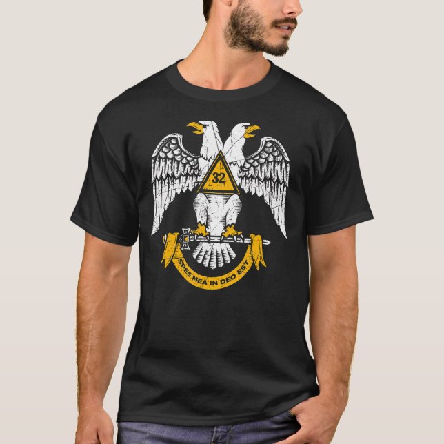 Camiseta 32º Grau Masonic Scottish Rite Wings Down Fathe (Frente)