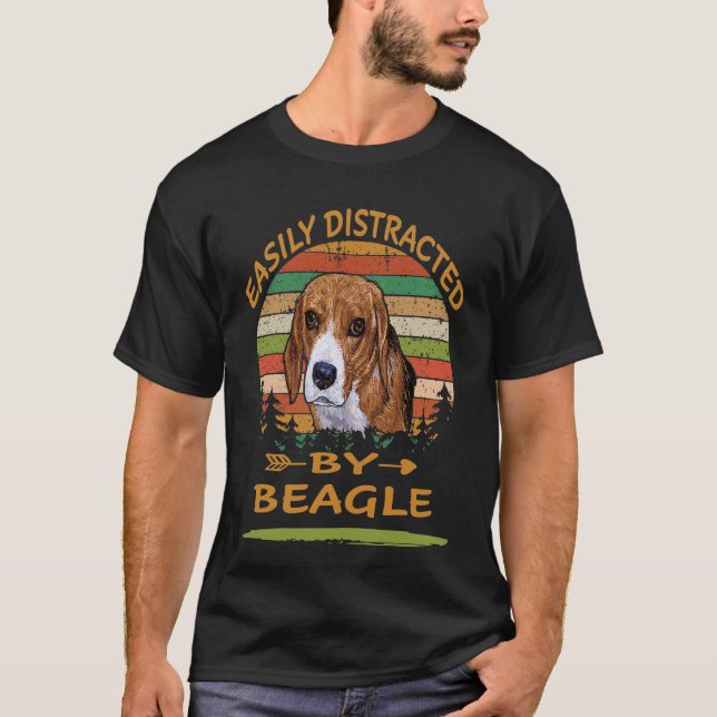 Camiseta 328 Facilmente Distraído Por Beagle (Frente)