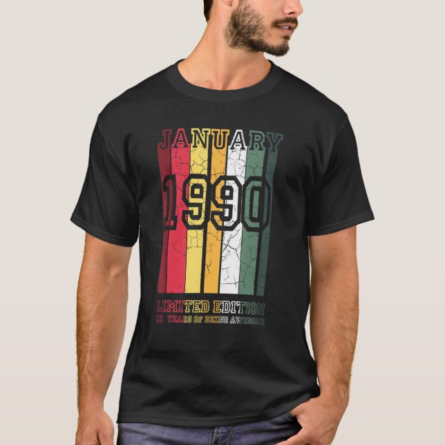 Camiseta 32 anos de idade Janeiro de 1990 Edição limitada,  (Frente)