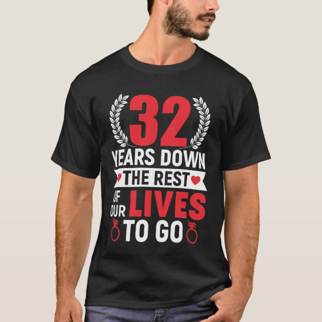 Camiseta 32 anos de queda 32 anos 32 anos Casamento G (Frente)
