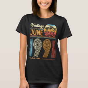 Camiseta 32 Anos Vintage Aniversário Junho de 1991 Mulheres