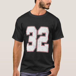 Camiseta 32 Outline Number 32 Varsity Fan Sports Team Black