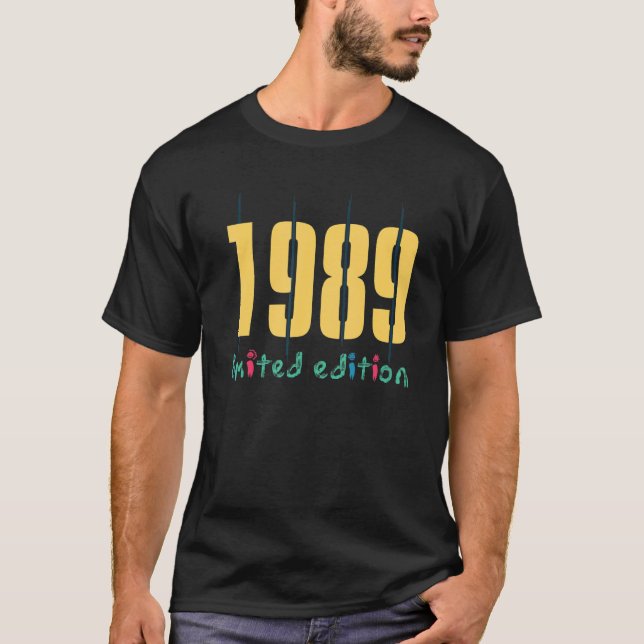 Camiseta 33º Aniversário Damas Mens 33 Anos 1989 Presente 6 (Frente)
