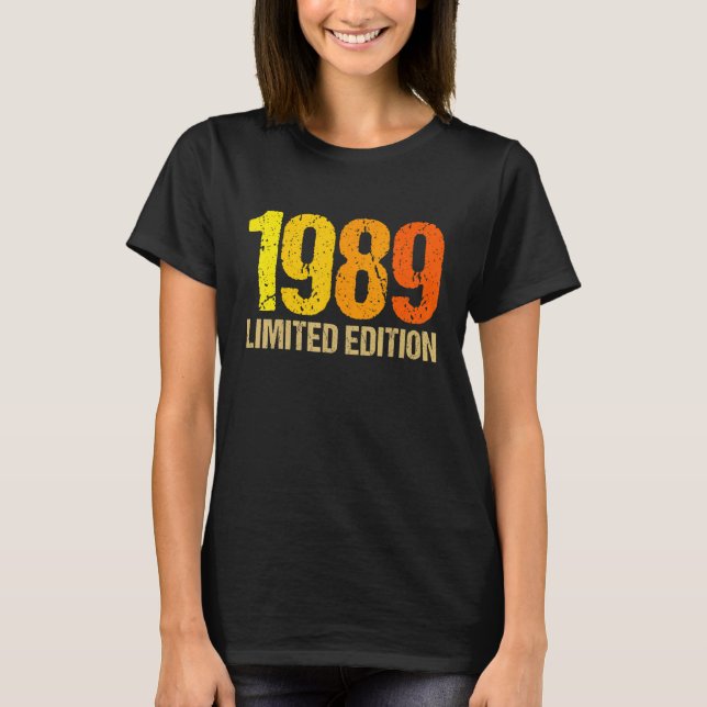 Camiseta 33º Aniversário Damas Mens 33 Anos 1989 Presente 9 (Frente)