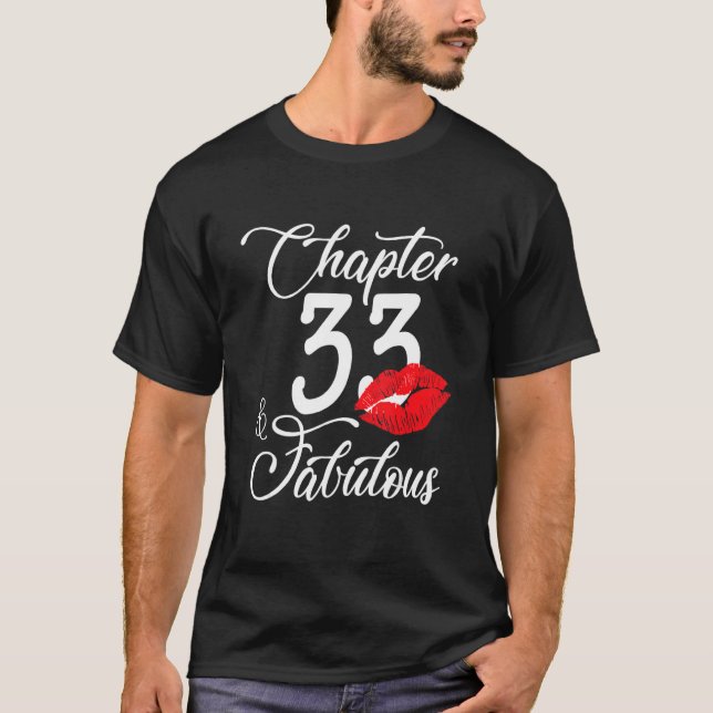 Camiseta 33º aniversário Lábios Capítulo 33 e fabuloso 33 a (Frente)