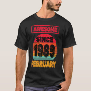 Camiseta 33º Nascer De Aniversário Em Fevereiro De 1989, 33