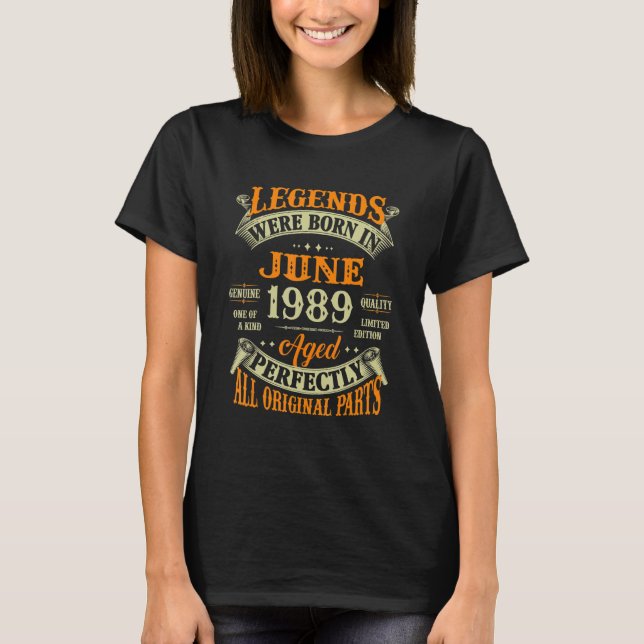 Camiseta 33º Nascer De Legendas De Aniversário Em Junho De  (Frente)
