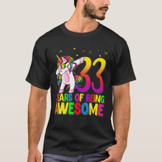 Camiseta 33 Anos De Aniversário Unicórnio Dabbing 33Rd Birt