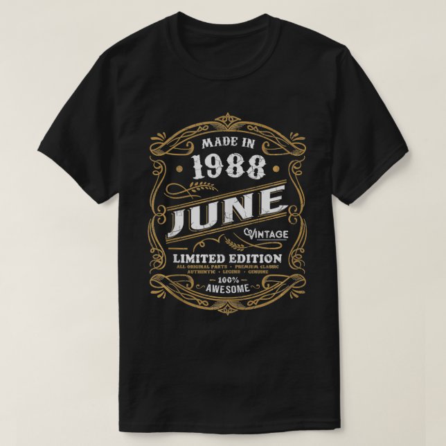 Camiseta 33 Anos De Idade 33 Anos Nascer De Aniversário Jun (Frente do Design)