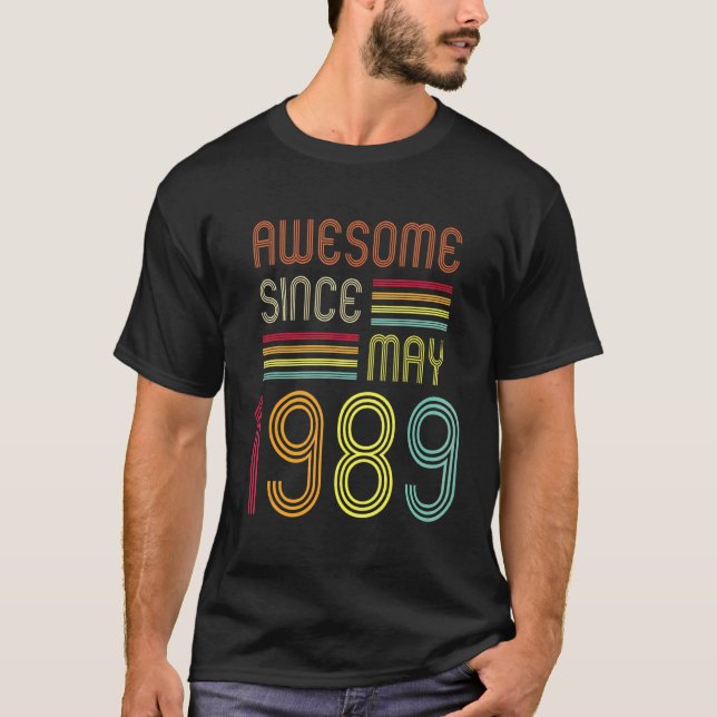 Camiseta 33 anos de idade incrível desde maio de 1989 50º a (Frente)