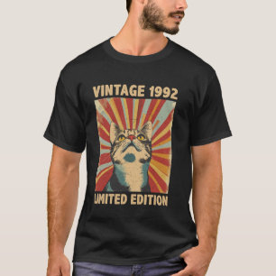 Camiseta 33 Anos De Idade, Presente, Vintage 1992 Cat Lover