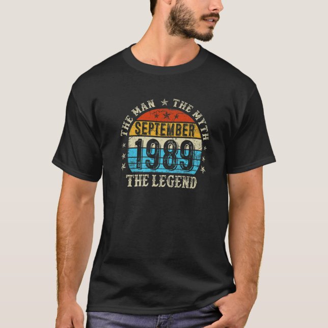 Camiseta 33 anos O Homem Mito Legenda Setembro 1989 33T (Frente)