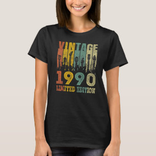 Camiseta 33 Anos Vintage 1990 Guitar 33º Aniversário