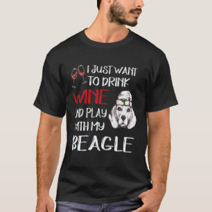 Camiseta 33 Bebo Vinho E Brinco Com Meu Beagle