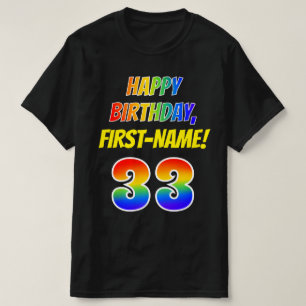 Camiseta 33.o Aniversário — Negrito, Divertido, Arco-Ír