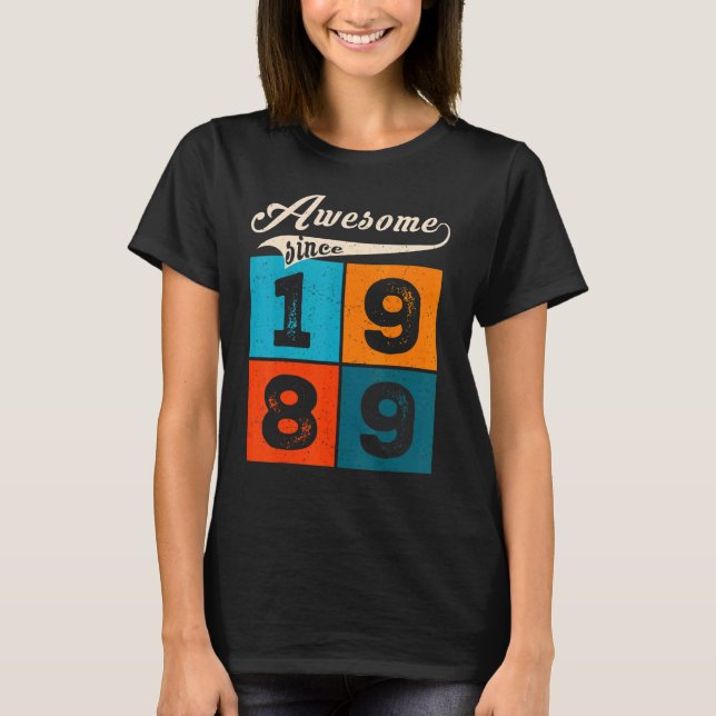Camiseta 33 Year Old Men Women On Birthday Awesome Since 19 (Frente)