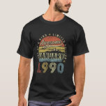 Camiseta 33Th Birthday Gift Awesome Since January 1990 33 Y<br><div class="desc">Perfect Gift Idea for Men, Women- Vintage January 1990 Birthday Outfit. Funny present for parents turning 33, grandma, grandpa, cousin, girlfriend, sister, brother, husband, wife, dad, mom, uncle , aunt on 33 year old happy birthday party. Perfect Gift Idea for Men, Women- Vintage January 1990 Birthday Outfit. Funny present for...</div>