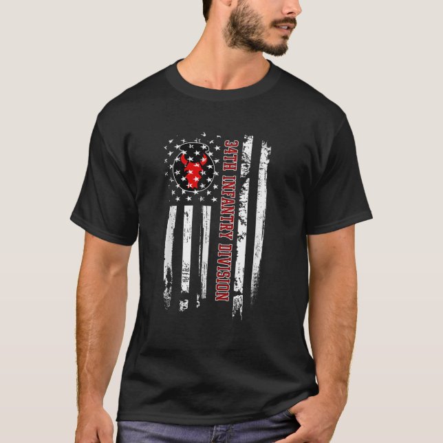 Camiseta 34ª Divisão de Infantaria Veteran USA Flag Veteran (Frente)