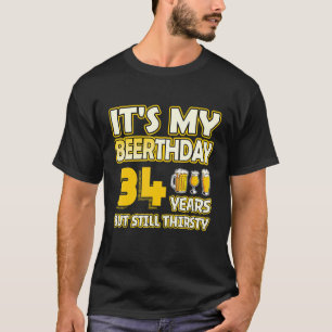Camiseta 34º Aniversário Beerthday 34 Anos Beer Engraçada