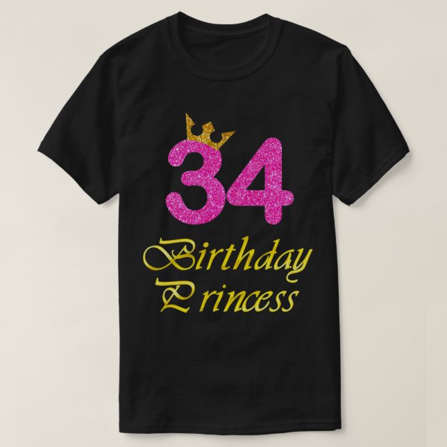 Camiseta 34º Aniversário Dando à Princesa Tee Por 34 Anos (Frente do Design)