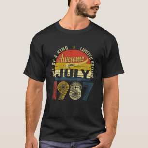 Camiseta 34º Aniversário Decoração Julho De 1987 Homens