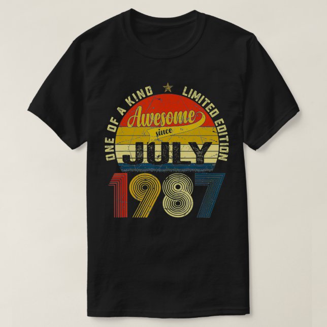 Camiseta 34º Aniversário Decoração Julho de 1987 Homens Mul (Frente do Design)