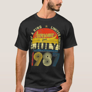 Camiseta 34º Aniversário Decoração Julho de 1987 Homens Mul
