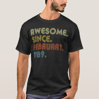 Camiseta 34º Aniversário Impressionante Desde fevereiro de