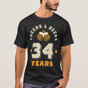 Camiseta 34º Aniversário: Saúde e Cervejas até 34 anos