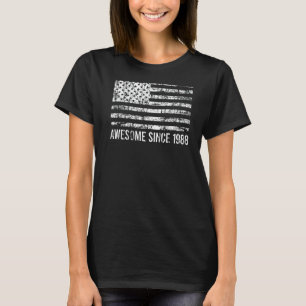 Camiseta 34º Aniversário Vintage Usa Flag Incrível Desde 19