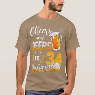 Camiseta 34.º Aniversário "Cheers and Beers" A 34 Anos De N