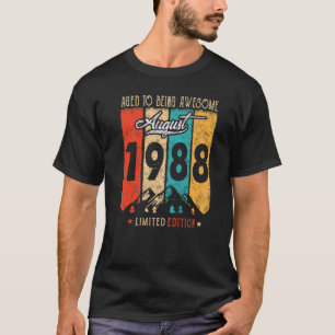 Camiseta 34 anos de idade Retro Vintage agosto de 1988 34º 