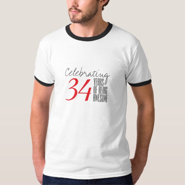 Camiseta 34 anos de ser incrível (Frente)