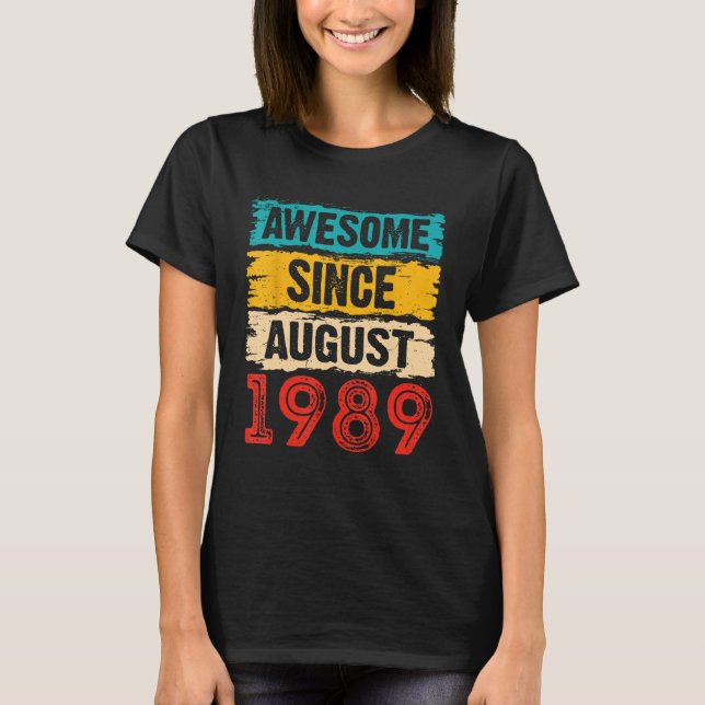 Camiseta 34 anos é incrível desde agosto de 1989 34º aniver (Frente)