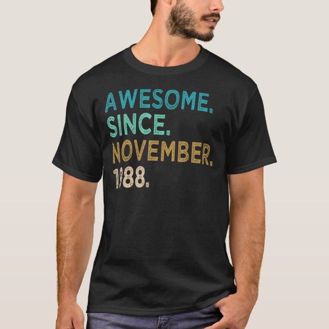 Camiseta 34 anos é incrível desde novembro de 1988 34º bir (Frente)