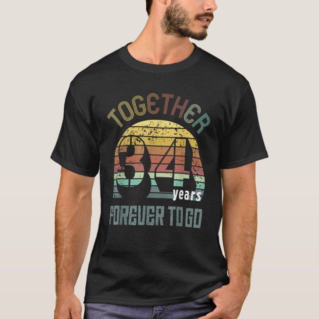 Camiseta 34 anos Presentes De Aniversário De Casamento Para (Frente)