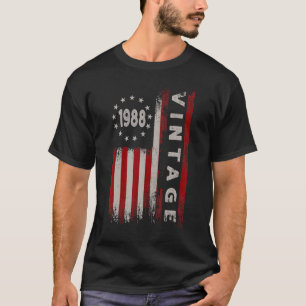 Camiseta 34 anos Vintage 1988 American Flag 34th Birth
