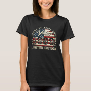 Camiseta 34 anos Vintage 1989 American Flag 34th Birth