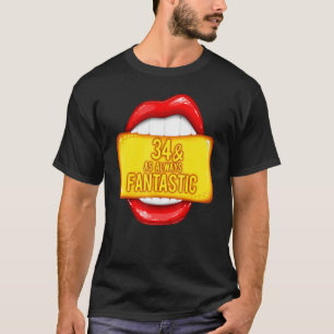 Camiseta 34 e fantásticos 34 anos 34 anos 34 anos Lábios