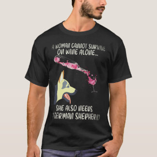 Camiseta 34 Uma Mulher Não Pode Sobrevir Só Com Vinho Ela T