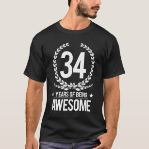 Camiseta 34o Aniversário (34 anos de ser impressionantes)