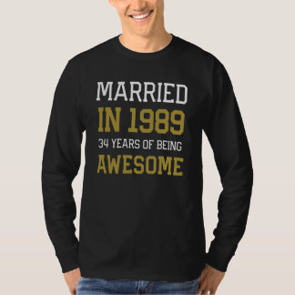 Camiseta 34th Anniversary for Men Married In 1989 Couples H