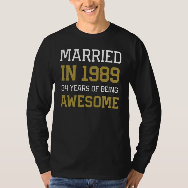 Camiseta 34th Anniversary for Men Married In 1989 Couples H (Frente)