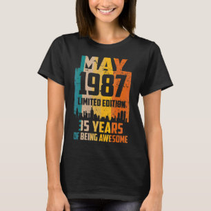Camiseta 35º aniversário 35 anos incrível desde maio de 198