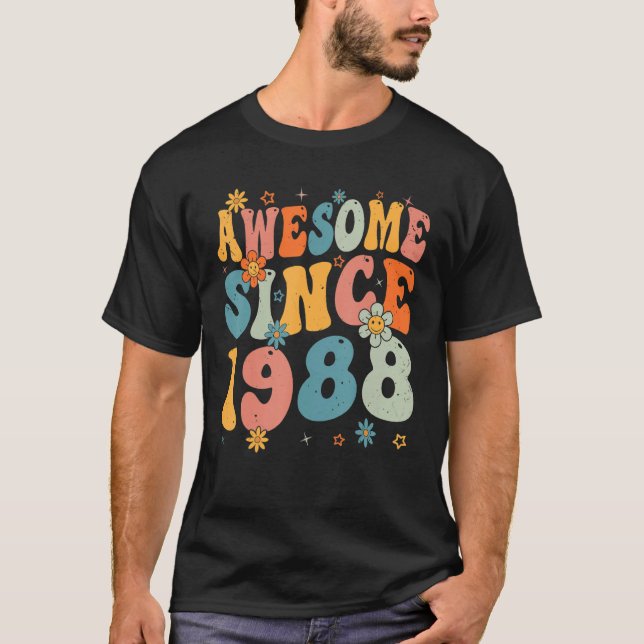 Camiseta 35º Aniversário Impressionante Desde 1988 35 Anos  (Frente)
