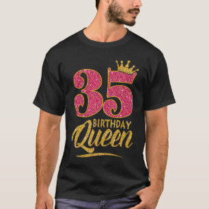 Camiseta 35º aniversário Rainha 35 anos Coroa rosa-rosa
