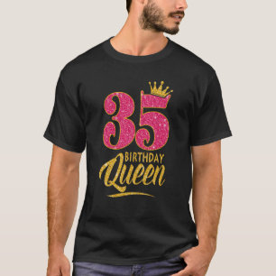 Camiseta 35º aniversário Rainha 35 anos Coroa rosa-rosa